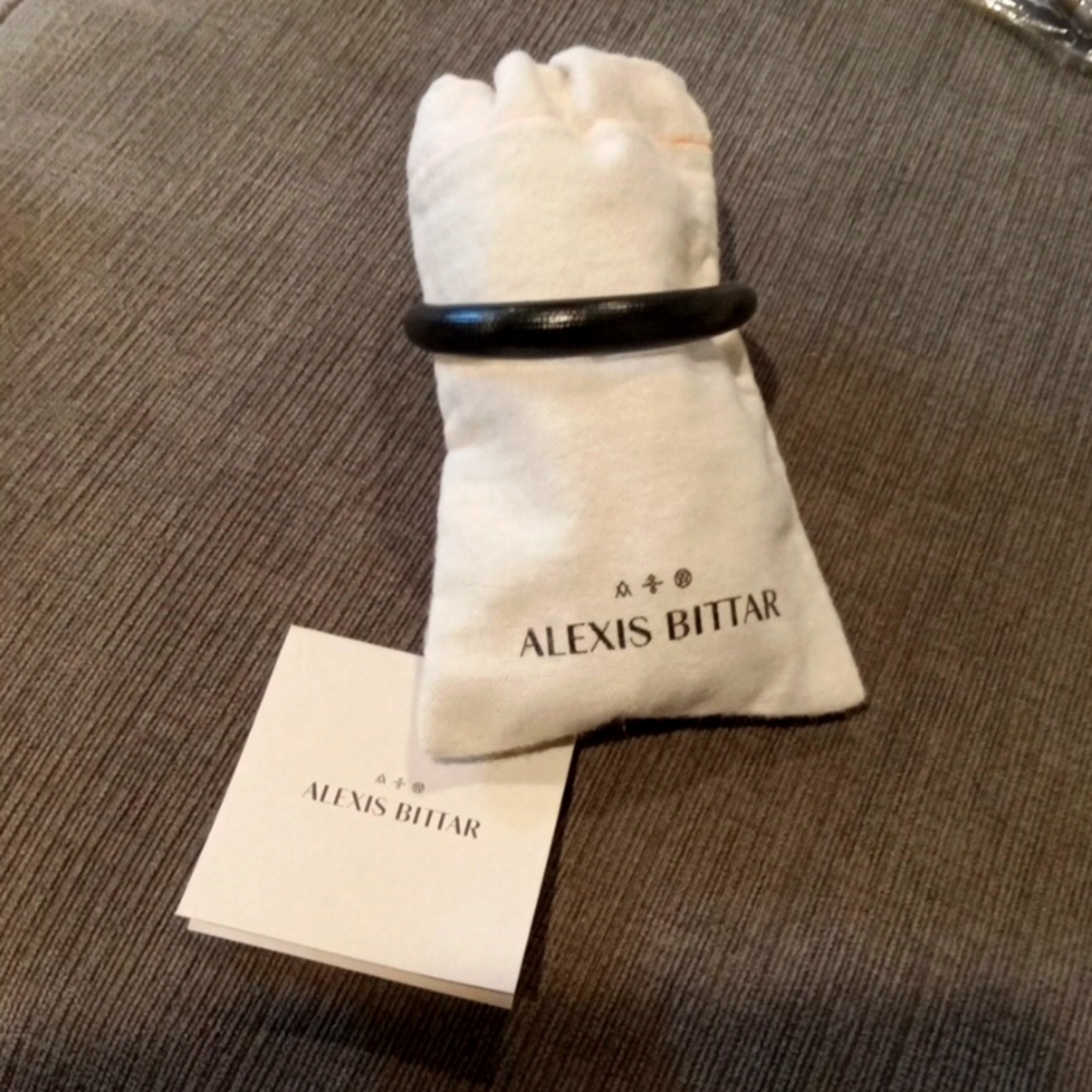 Alexis Bittar Skinny Tapered Lucite Bangle Bracelet Black w/bag